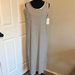 Jantzen Black & White Striped Sleeveless Maxi Dress